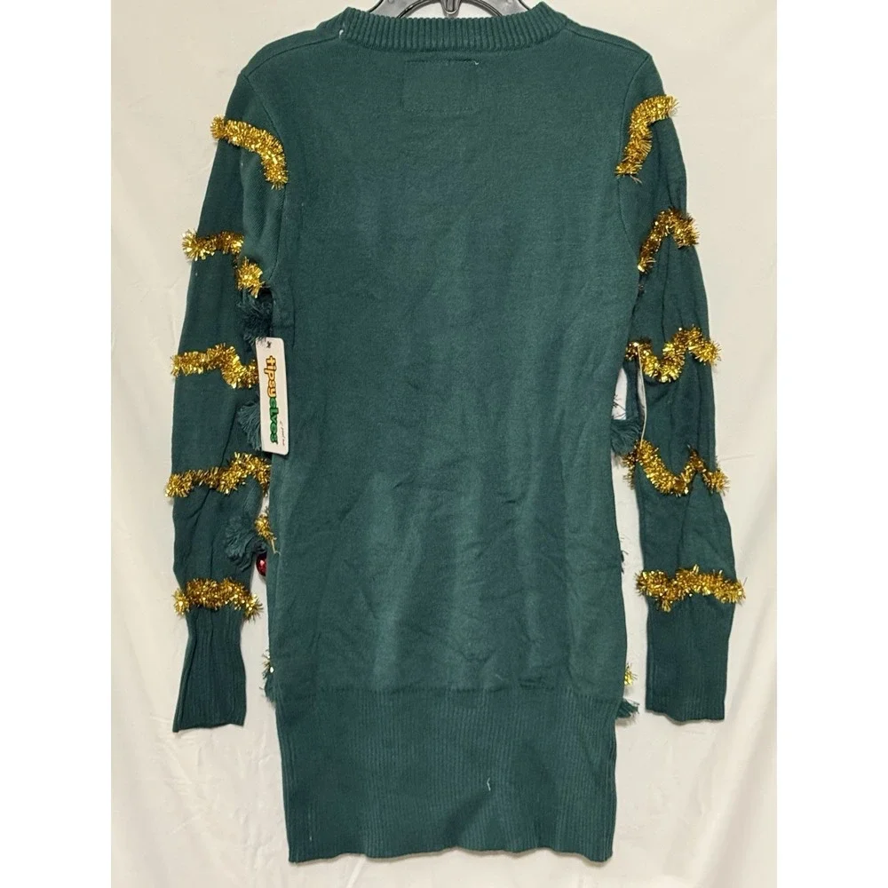 Tipsy Elves Christmas Sweater Dress XS Tinsel Tree Ugly‎ Holiday Dress